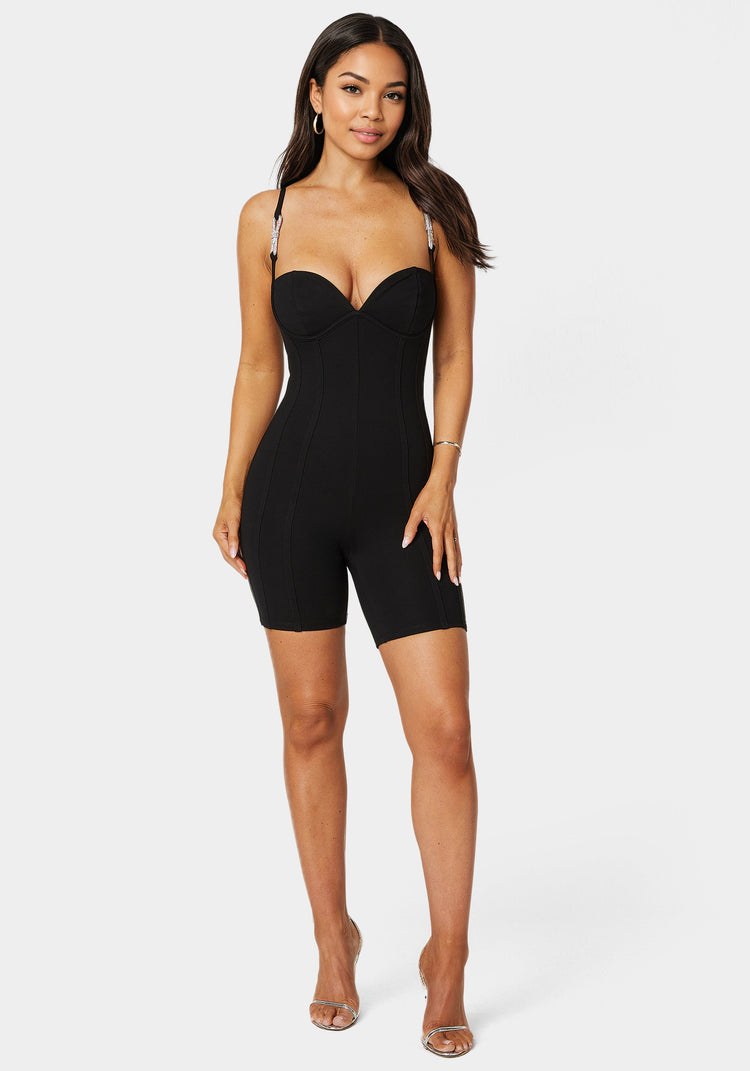 bebe Biker Short Corset Romper