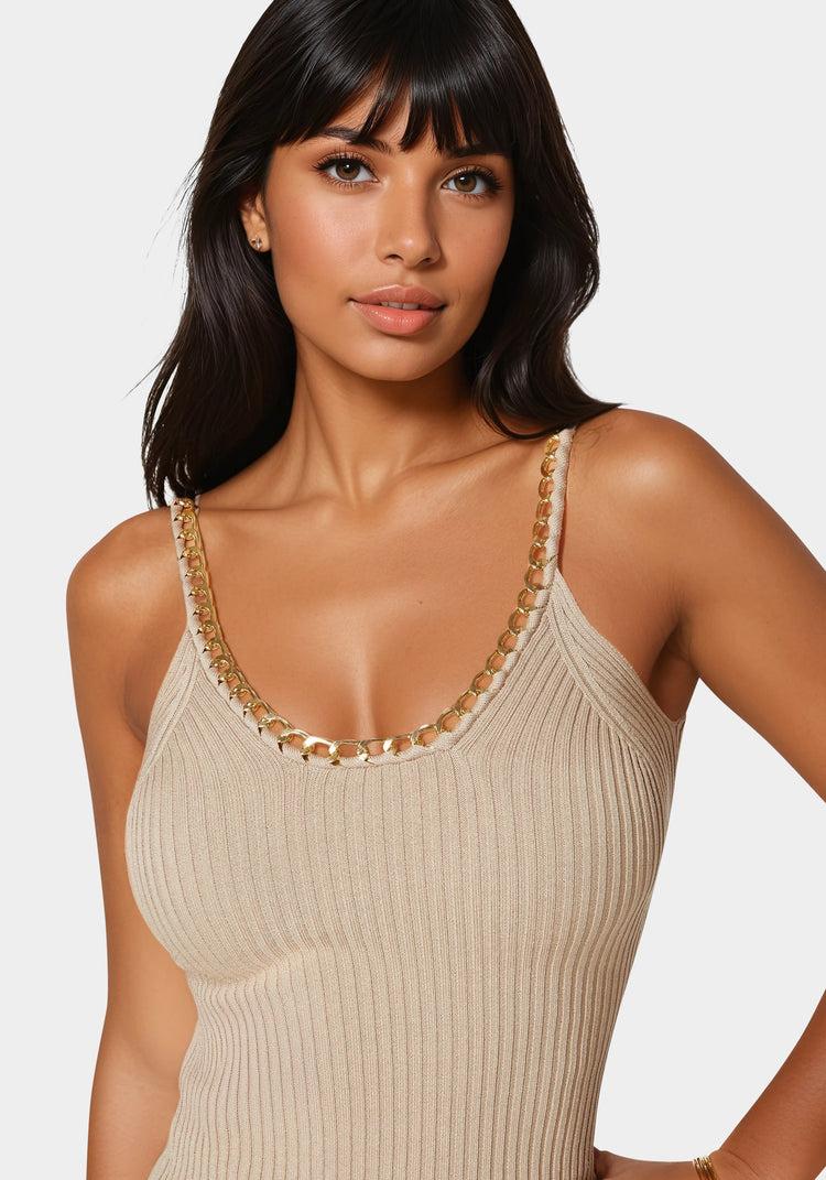 Bebe Braided Chain Textured Knit Top