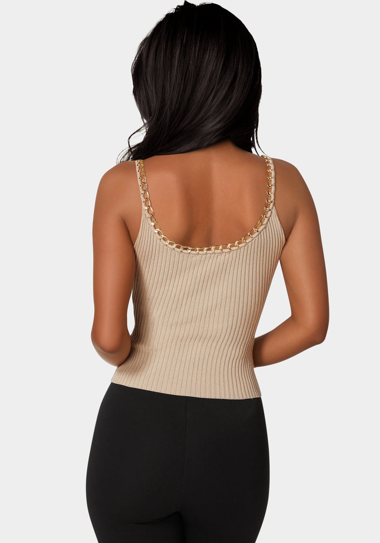Bebe Braided Chain Textured Knit Top