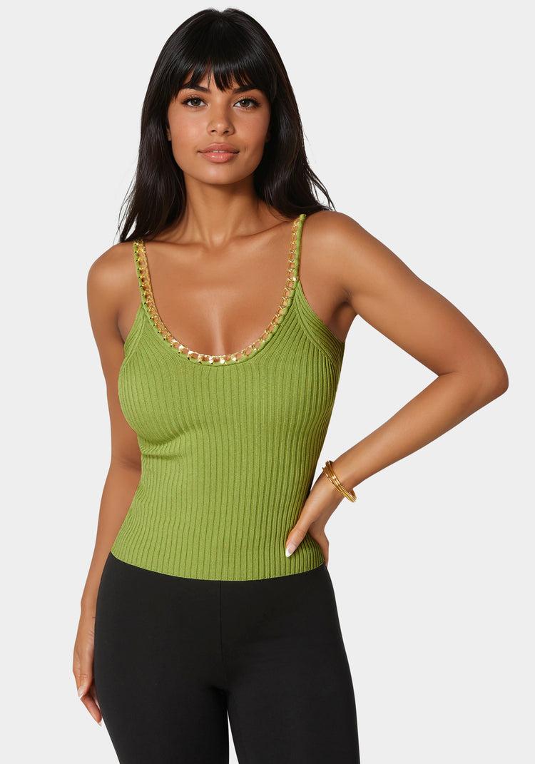 bebe Braided Chain Textured Knit Top