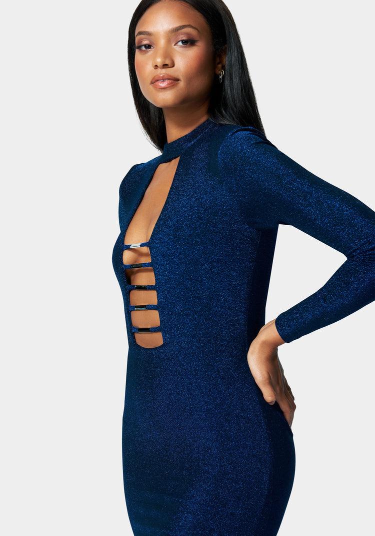Bebe Caged Sparkle Knit Dress