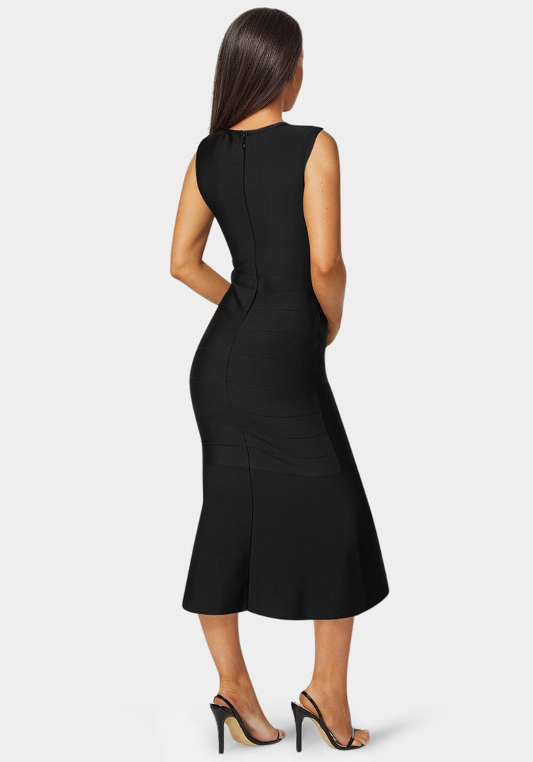 Bebe Cap Sleeve Bandage Flounce Dress