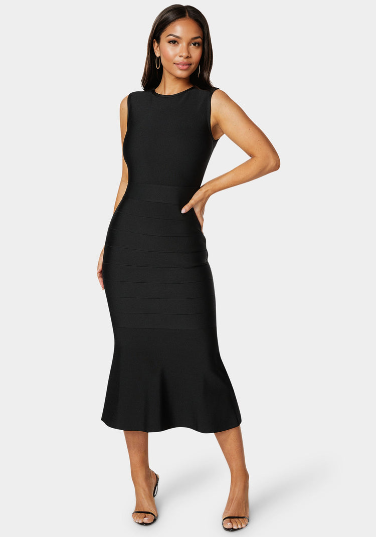 bebe Cap Sleeve Bandage Flounce Dress