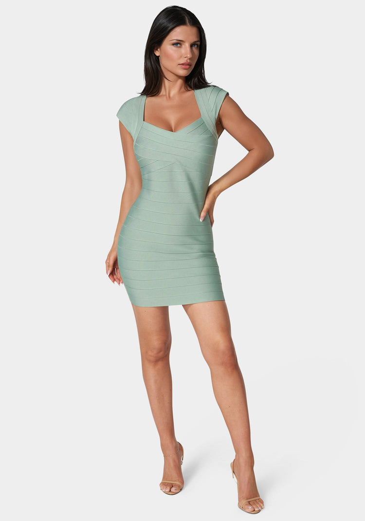 bebe Cap Sleeve Bandage Mini Dress
