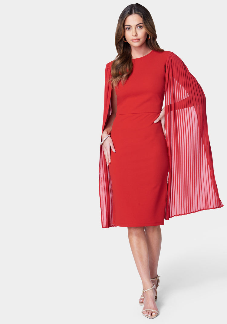 Bebe Cape Sleeve Midi Dress