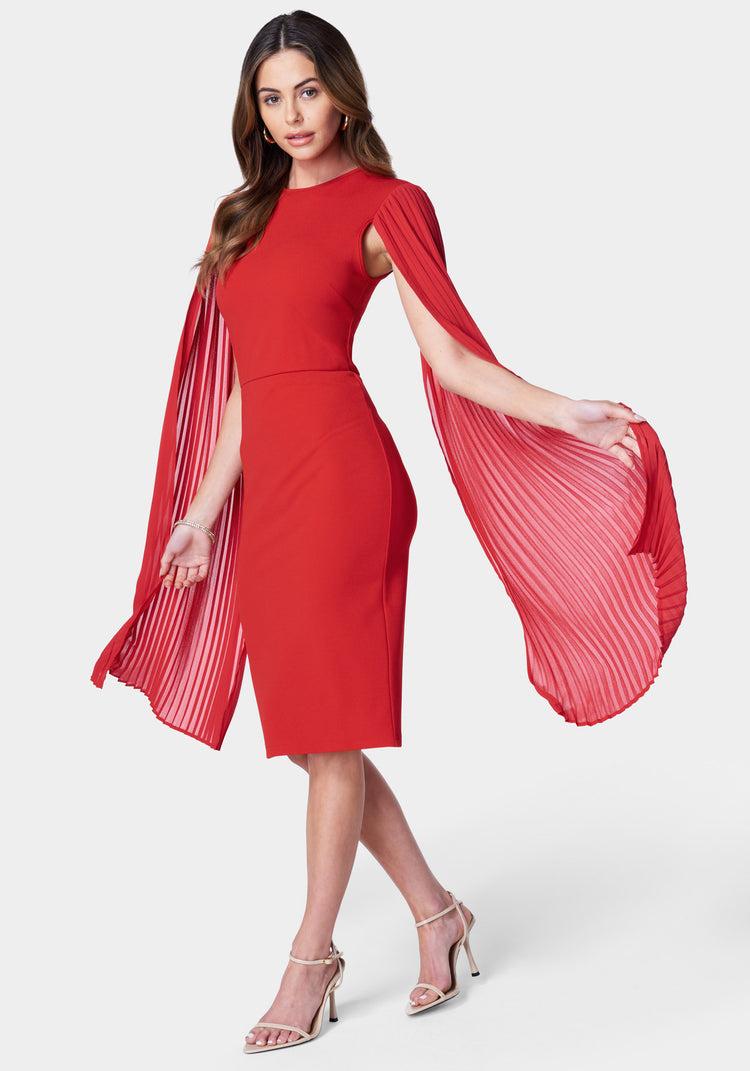 Bebe Cape Sleeve Midi Dress