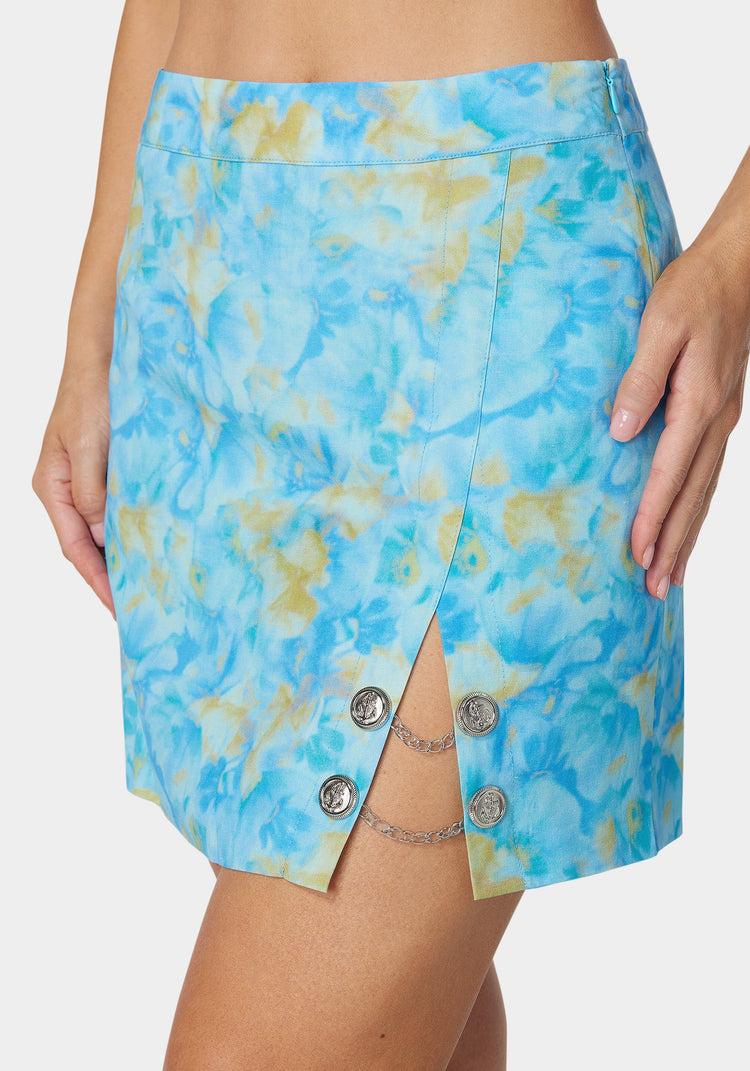 Bebe Chain Slit Mini Skirt