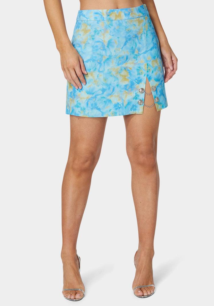 bebe Chain Slit Mini Skirt