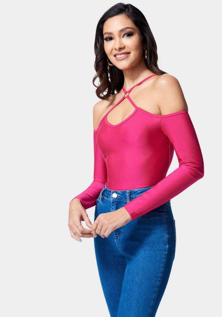 Bebe Cold Shoulder Ring Detail Top