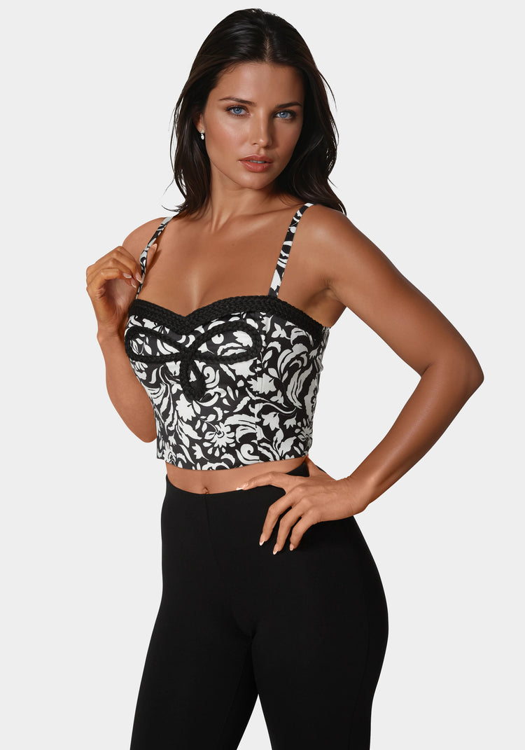 Bebe Contrast Braided Bustier Top