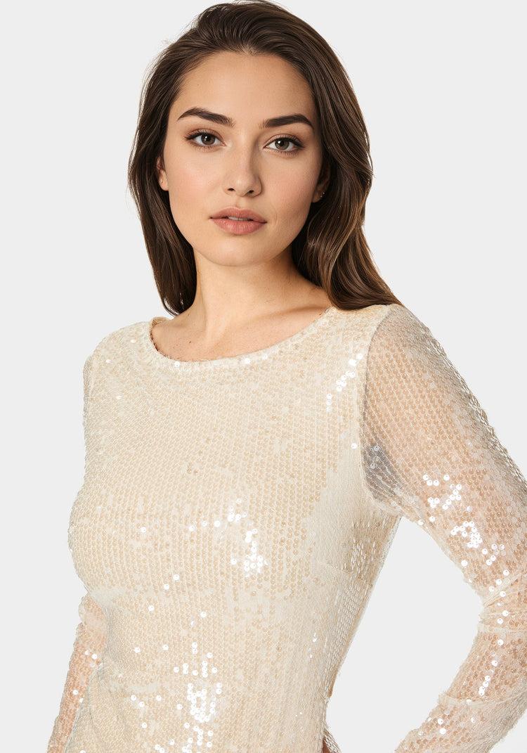 Bebe Cowl Back Sequin Mini Dress