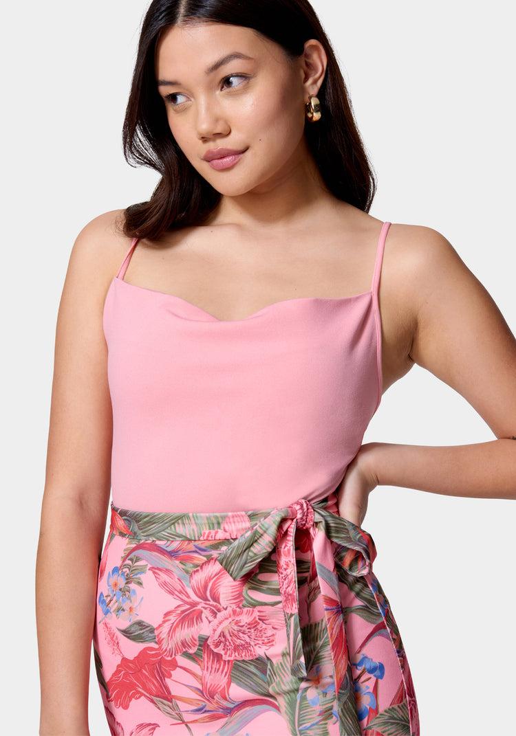 Bebe Cowl Neck Print Dress