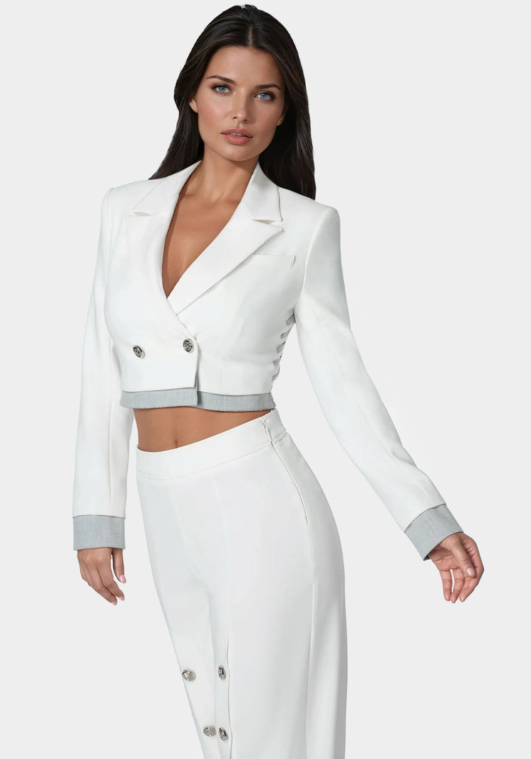 Bebe Cropped Eyelet Blazer