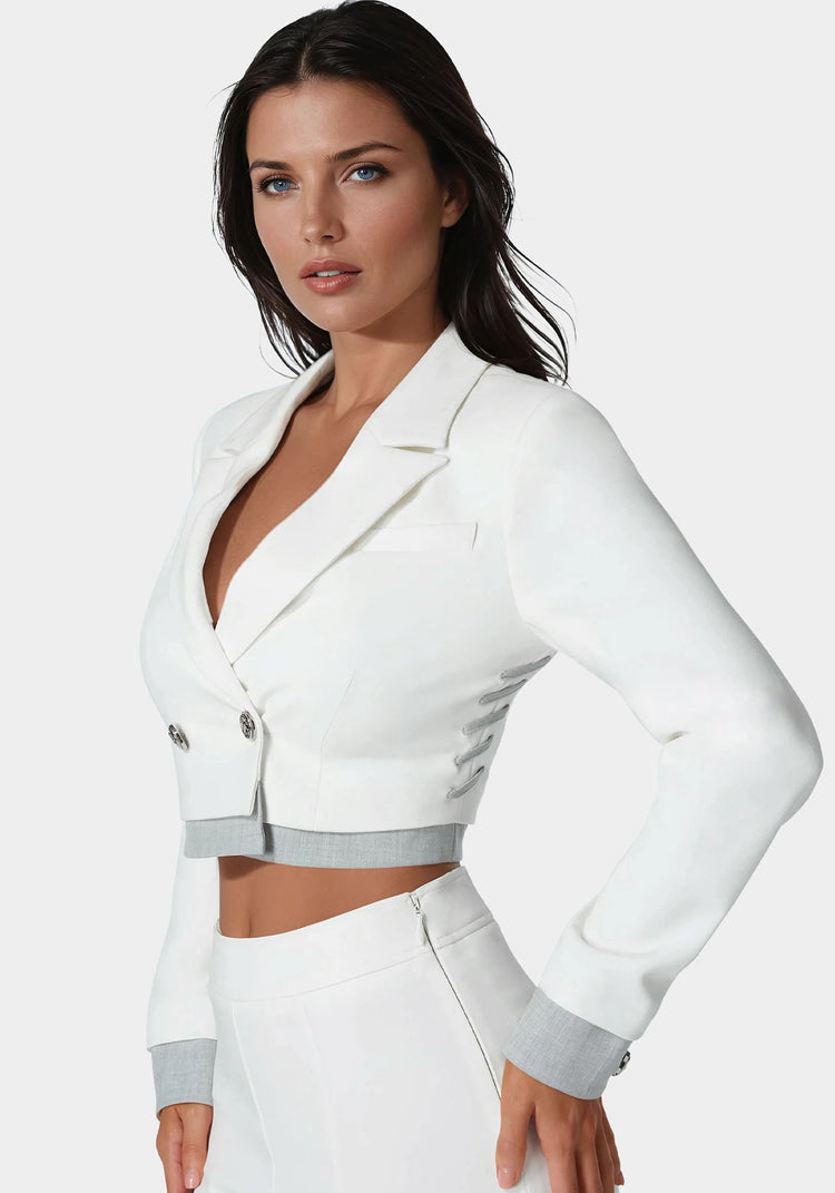 Bebe Cropped Eyelet Blazer