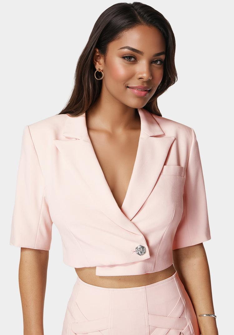 Bebe Cropped Short Sleeve Blazer