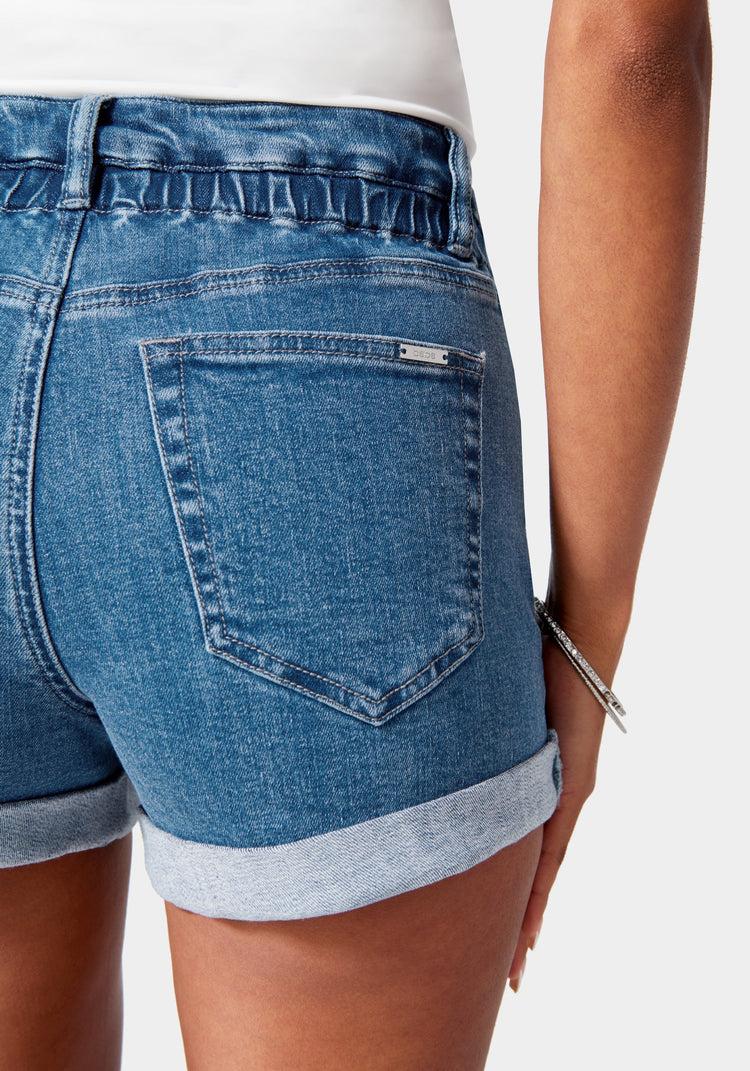 Bebe Cuffed Hem Side Elastic Denim Short