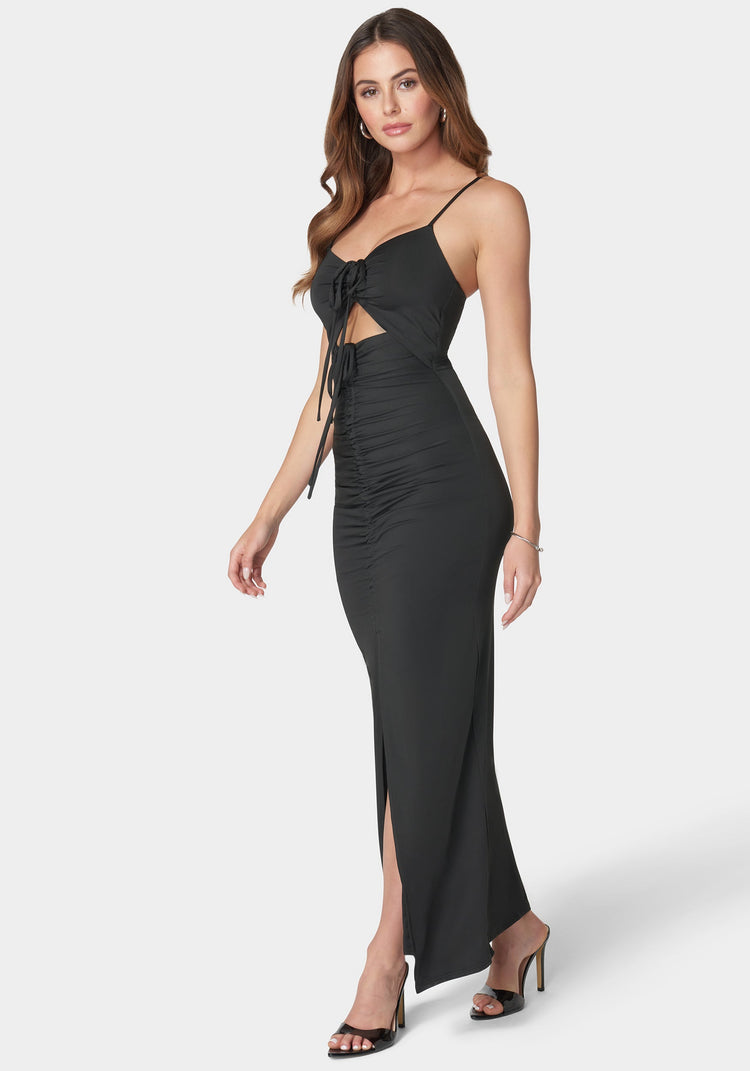 Bebe Cutout Textured Slinky Knit Dress