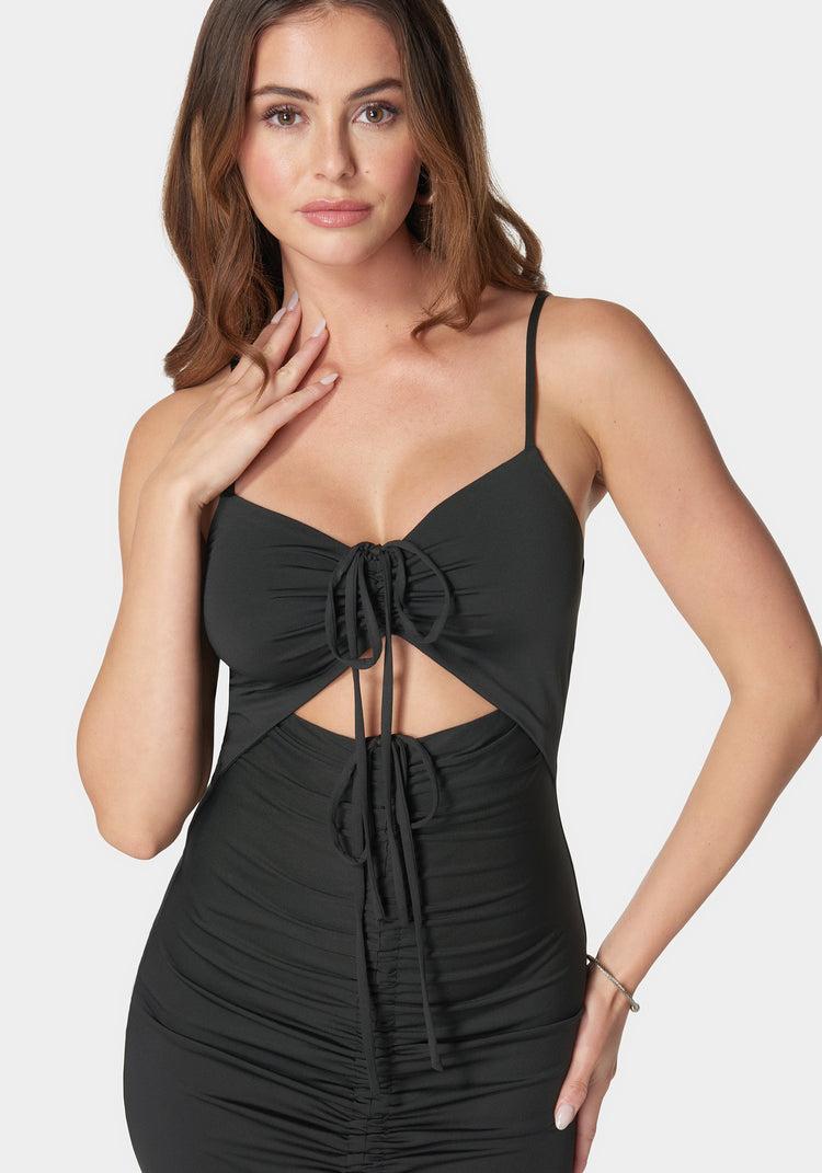 Bebe Cutout Textured Slinky Knit Dress
