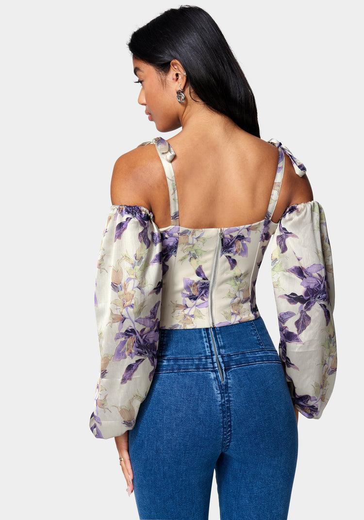 Bebe Detachable Sleeve Bustier Top