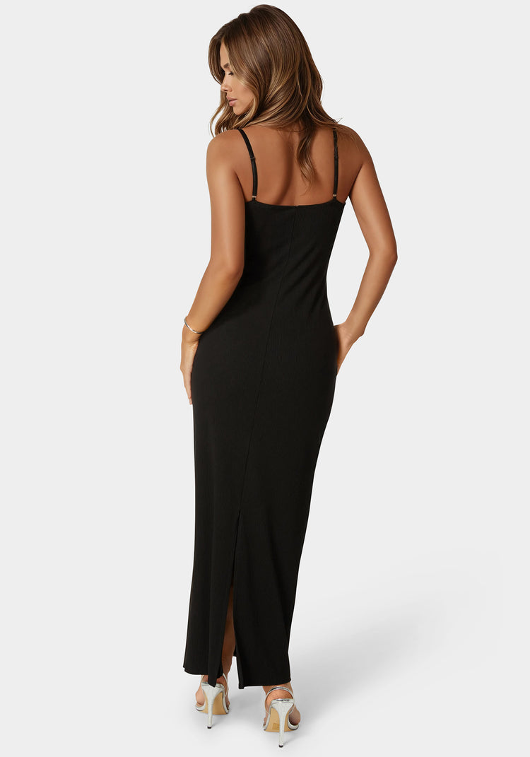 Bebe Diamond Trim Rib Maxi Dress