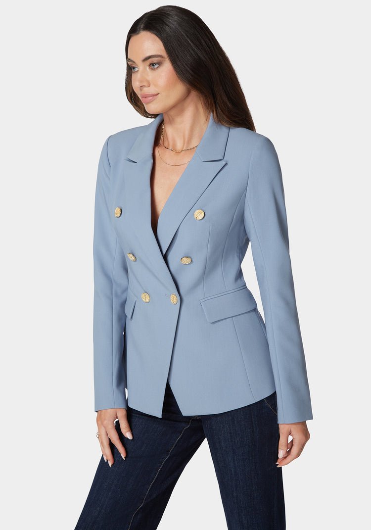 Bebe Double Breast Tailored Woven Twill Blazer