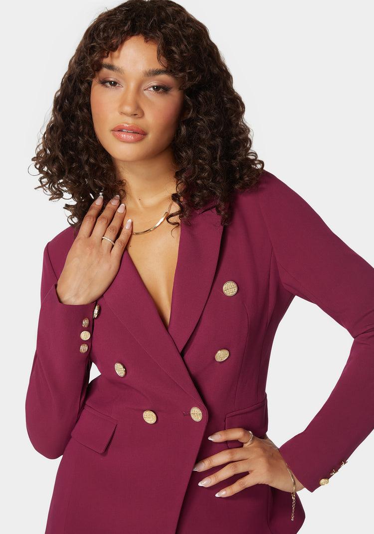 Bebe Double Breast Tailored Woven Twill Blazer