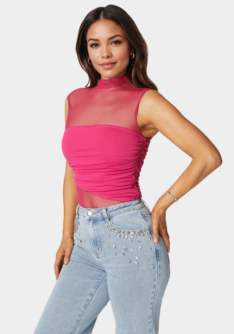 bebe Draped Knit Bodysuit