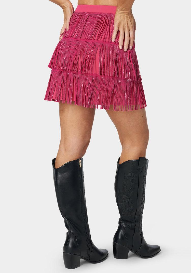 Bebe Embellished Fringe Skirt