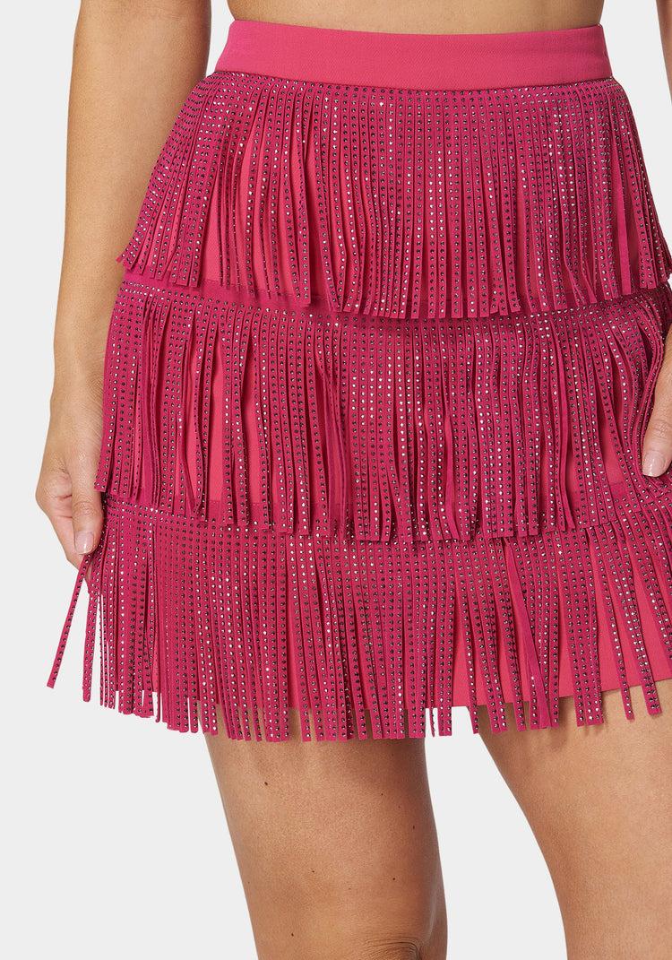 Bebe Embellished Fringe Skirt