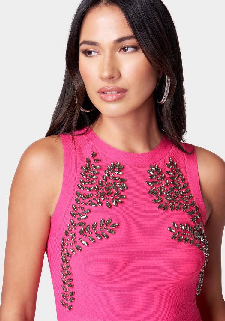 Bebe Embellished Peplum Sweater Top