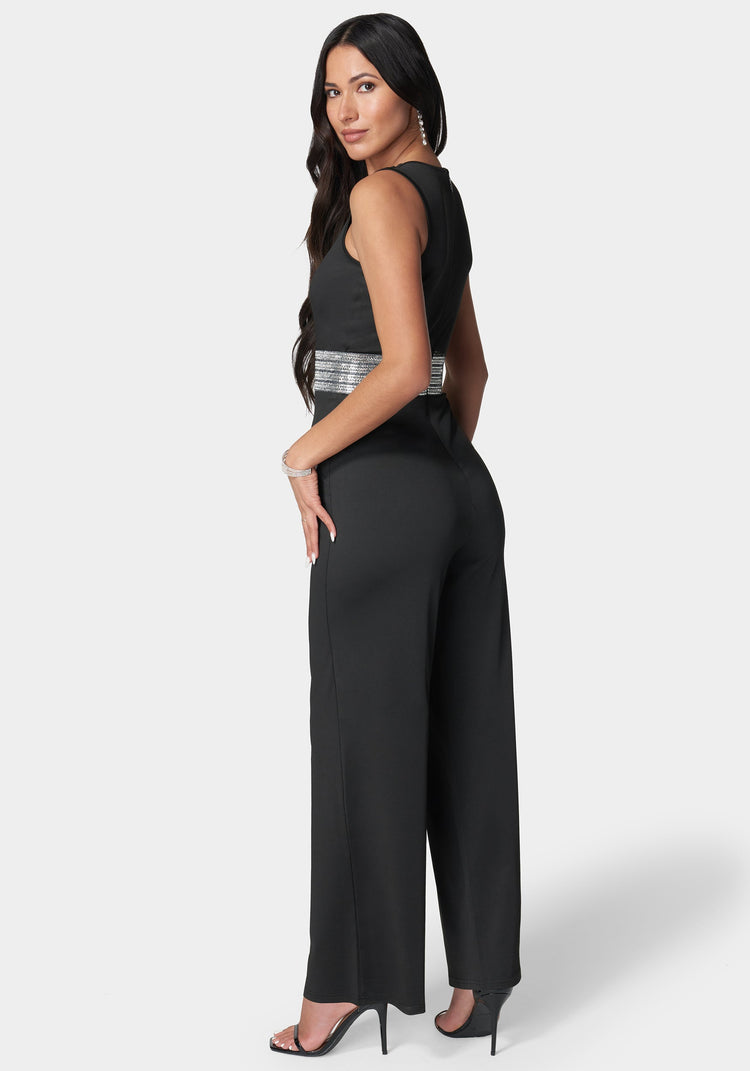 Bebe Embellished Wide Leg Jumpsuit