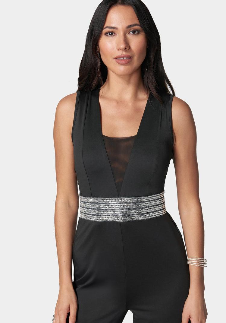 Bebe Embellished Wide Leg Jumpsuit