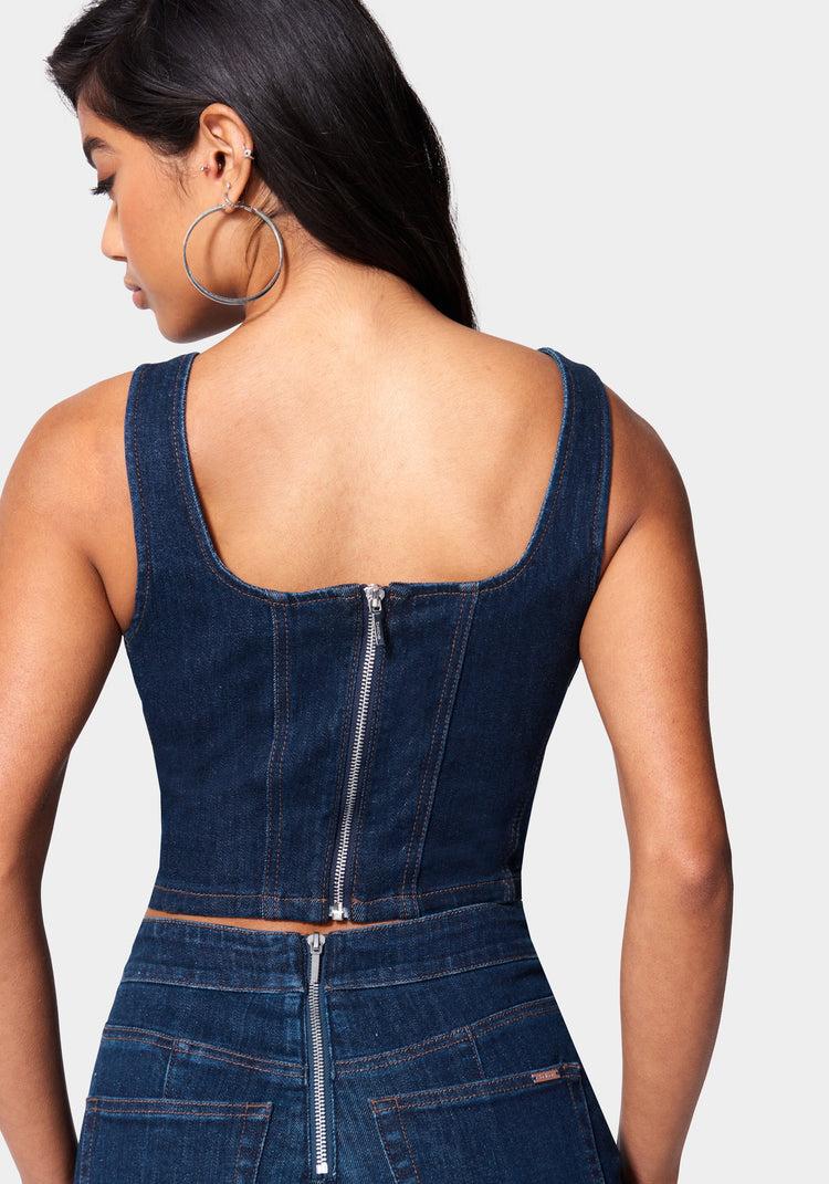 Bebe Eyelet Denim Bustier
