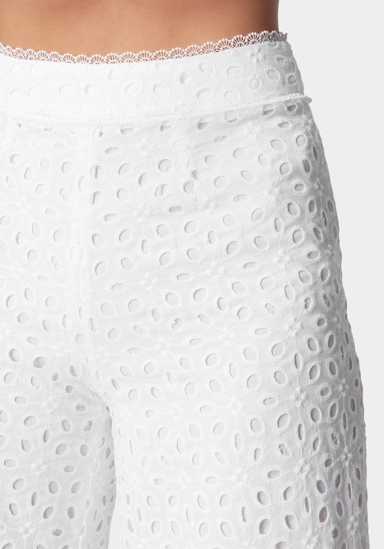 Bebe Eyelet Detail Wide Leg Pant