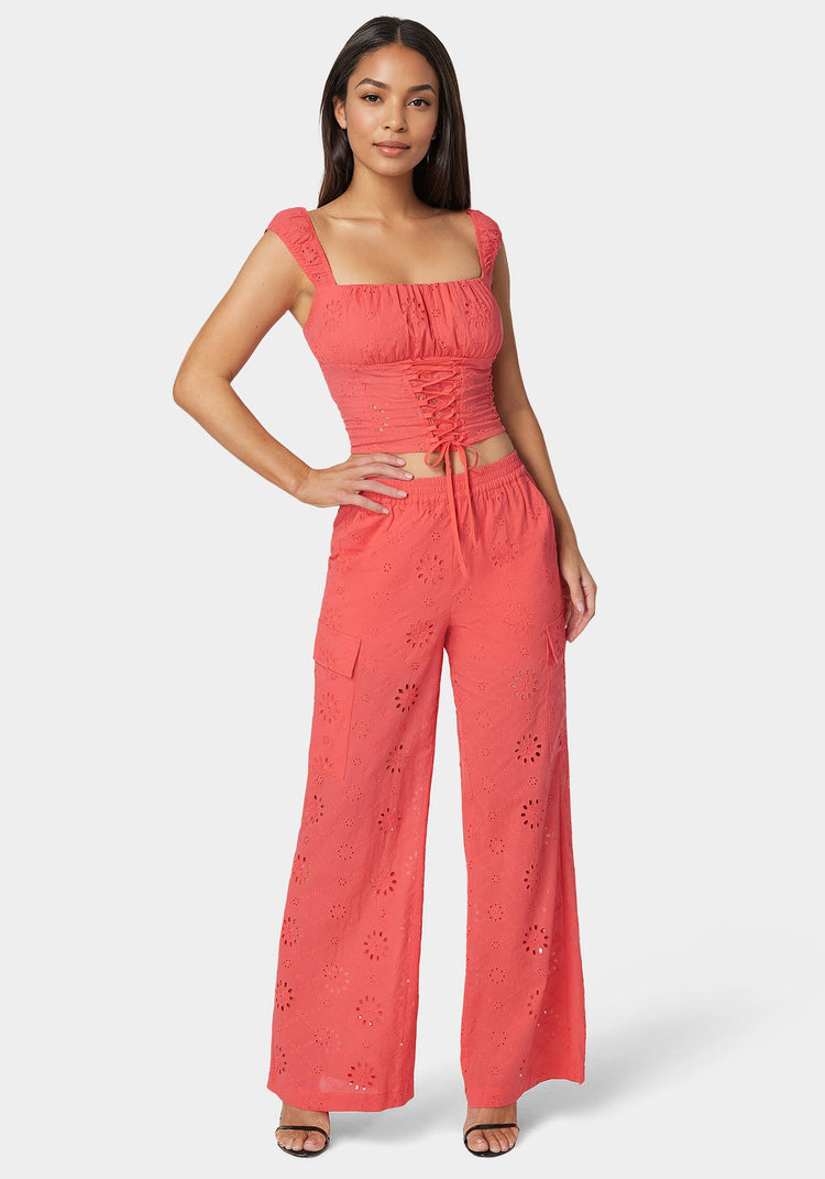 Bebe Eyelet Lace Up Corset