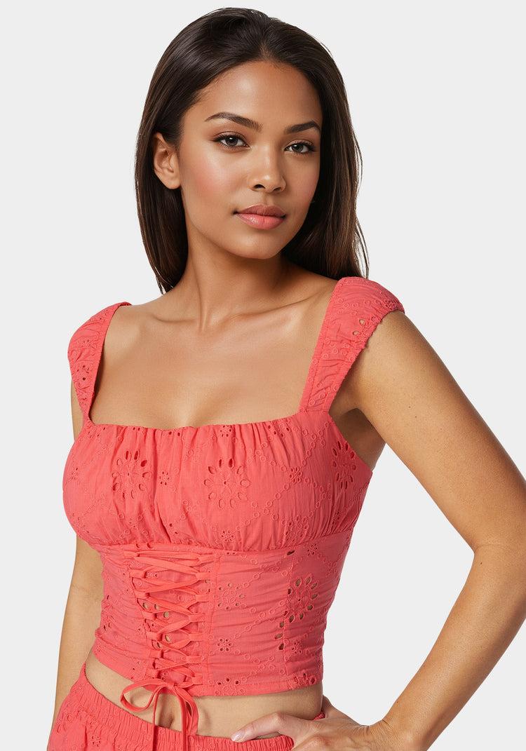 Bebe Eyelet Lace Up Corset