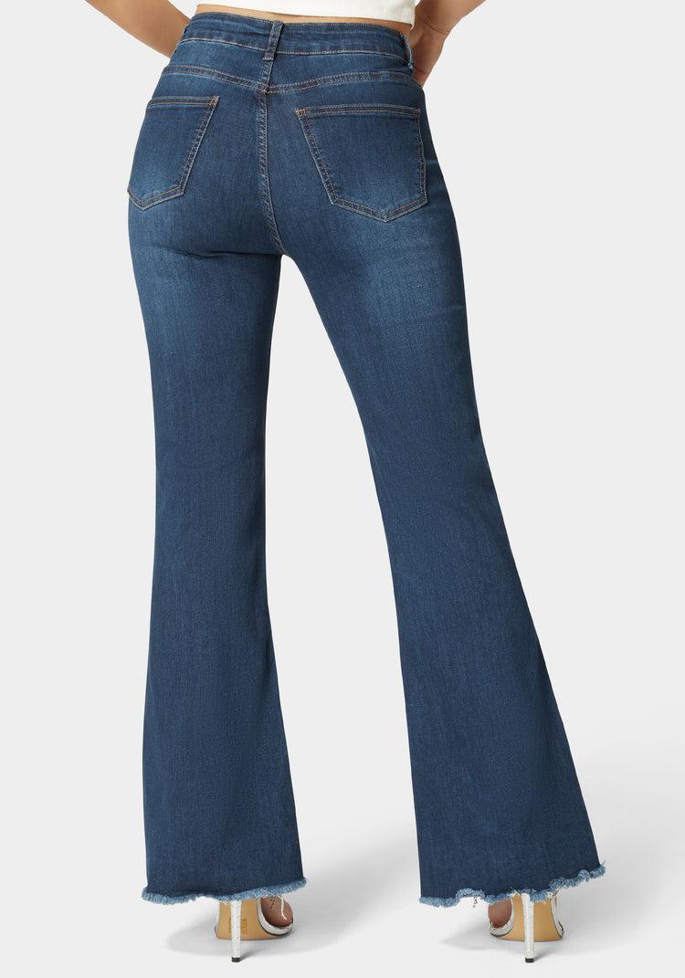 Bebe Flare Pant With Rhinestone Fringe