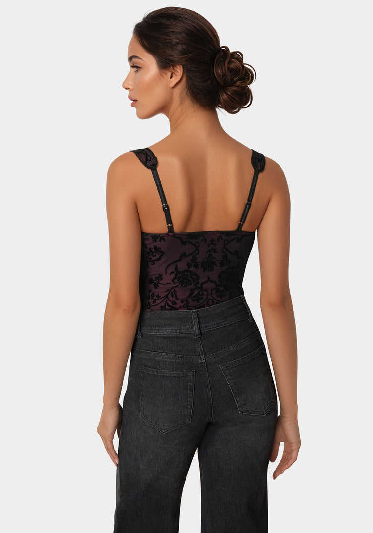 Bebe Flocked Mesh Bodysuit