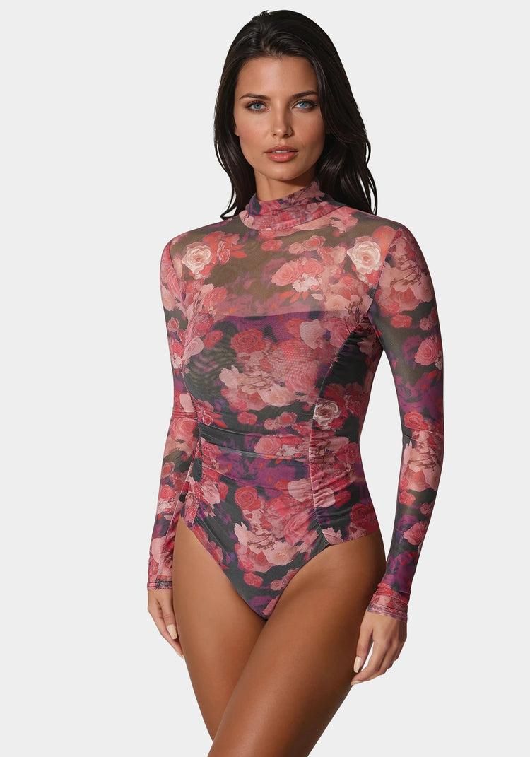 Bebe Floral Mesh Bodysuit