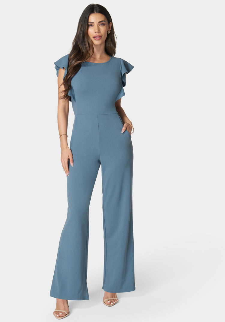bebe Flutter Sleeve Core Jumpsuit