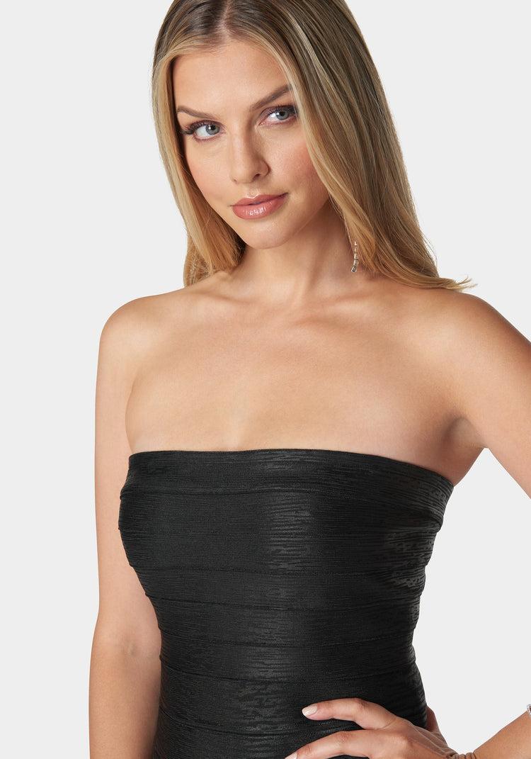 Bebe Foil Bandage Mini Dress