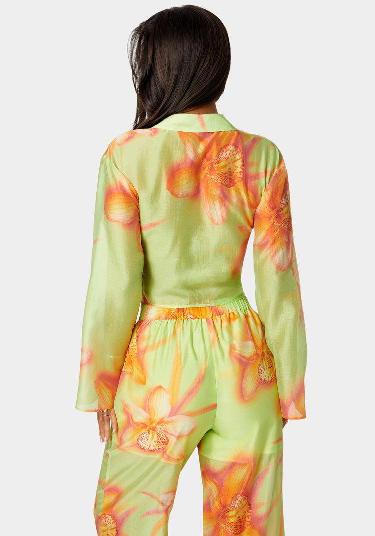 Bebe Front Tie Flowy Blouse
