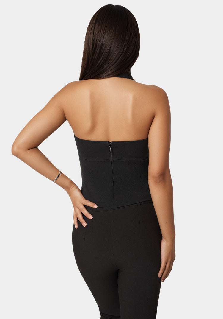 Bebe Halter Neck Bead Sequin Top