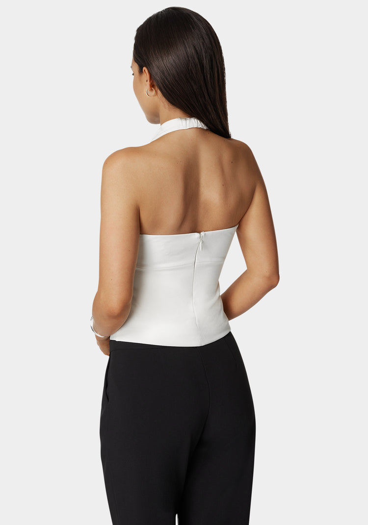 Bebe Halter Neck Bead Sequin Top