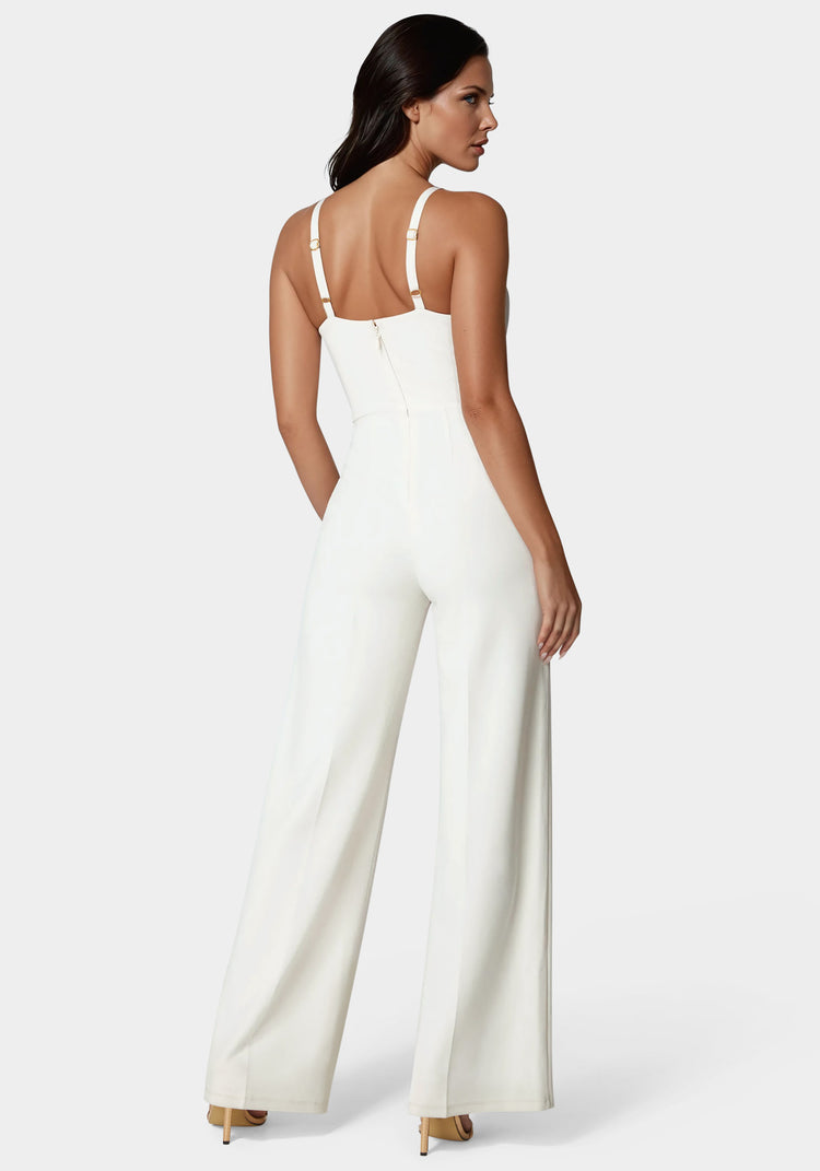 Bebe Halter Palazzo Leg Jumpsuit