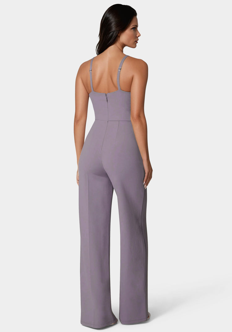 Bebe Halter Palazzo Leg Jumpsuit