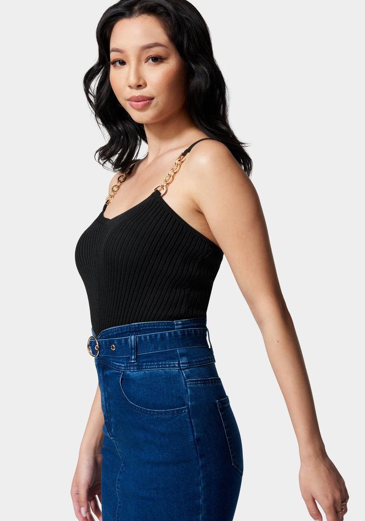 Bebe Hardware Strap Sweater Cami