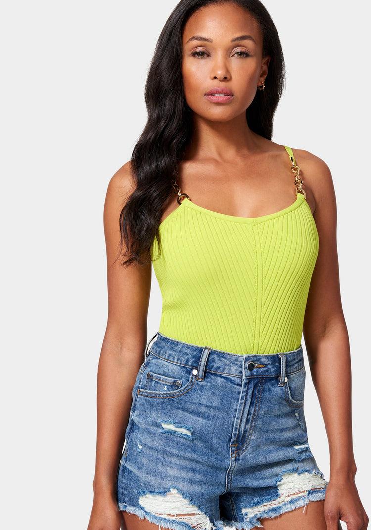 bebe Hardware Strap Sweater Cami