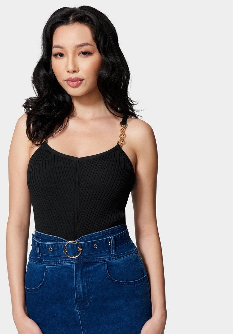 bebe Hardware Strap Sweater Cami