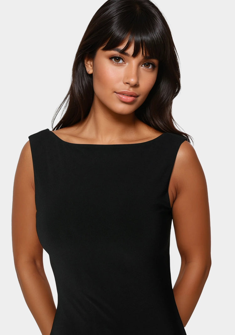 Bebe High Neck Open Back Midi Dress